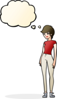 cartoon modern attractive woman with thought bubble png