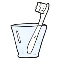 mão texturizado desenho animado escova de dente dentro vidro png