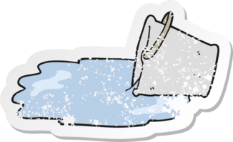 retro distressed sticker of a cartoon spilled bucket png