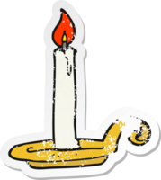 retro distressed sticker of a cartoon candle burning png