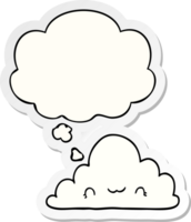 cute cartoon cloud with thought bubble as a printed sticker png