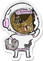 verontruste sticker van een cartoon-astronautvrouw png