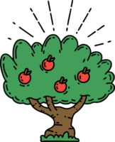 illustration of a traditional tattoo style apple tree png