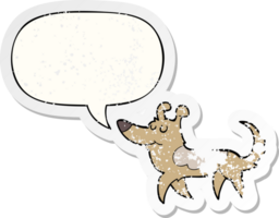 cartoon dog with speech bubble distressed distressed old sticker png