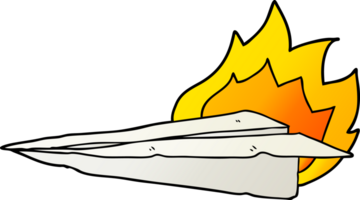 desenho animado avião de papel em chamas png