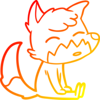 warm gradient line drawing of a cartoon fox sitting png