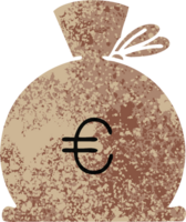 retro ilustración estilo dibujos animados de un bolso de dinero png