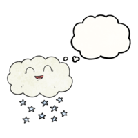 hand drawn thought bubble textured cartoon cloud snowing png