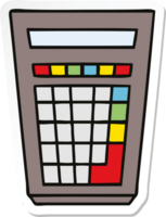 sticker of a quirky hand drawn cartoon calculator png