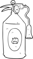 hand drawn black and white cartoon fire extinguisher png