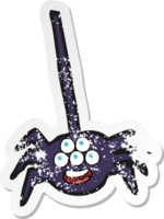 pegatina retro angustiada de una araña de halloween de dibujos animados png