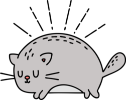 illustration d'un chat heureux de style tatouage traditionnel png