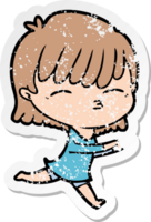 distressed sticker of a cartoon woman png