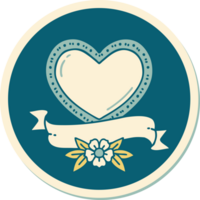 sticker of tattoo in traditional style of a heart and banner png