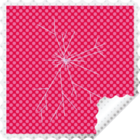 cracked screen graphic square sticker stamp png