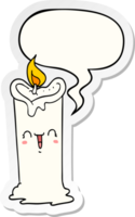 cartoon happy candle with speech bubble sticker png