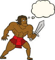 cartoon fantasie held mann mit gedankenblase png