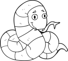 hand drawn black and white cartoon snake png