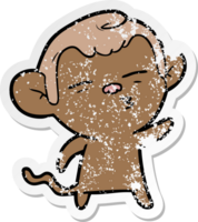 distressed sticker of a cartoon suspicious monkey png