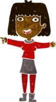 cartoon happy woman pointing png