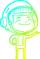 cold gradient line drawing of a happy cartoon astronaut png