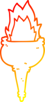 warm gradient line drawing of a cartoon flaming torch png