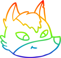 arco iris degradado línea dibujo de un dibujos animados lobo cara png