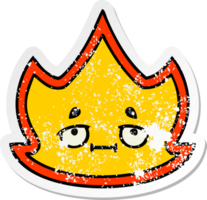 distressed sticker of a cute cartoon fire png