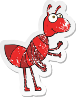 retro distressed sticker of a cartoon ant png