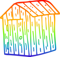 rainbow gradient line drawing of a cartoon wooden shed png