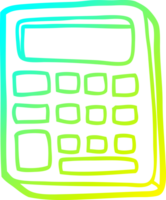 cold gradient line drawing of a cartoon calculator png