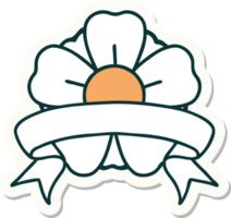 tattoo style sticker with banner of a flower png