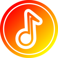 musical note circular icon with warm gradient finish png