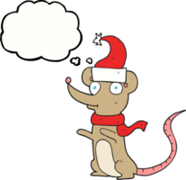 hand dragen trodde bubbla tecknad serie mus bär jul hatt png