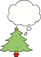 cartoon christmas tree with thought bubble png