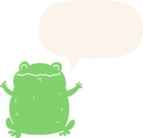 dessin animé crapaud avec discours bulle dans rétro style png