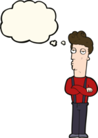 cartoon unimpressed man with thought bubble png