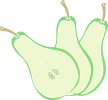 flat color illustration of sliced pear png