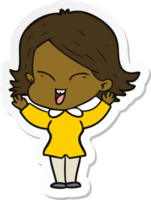 sticker of a happy cartoon girl png