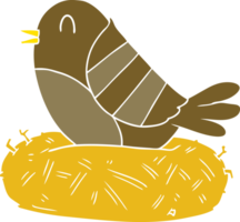 oiseau de dessin animé de style couleur plat dans le nid png