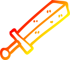 warm gradient line drawing of a cartoon sword png