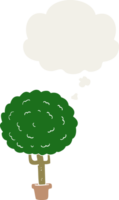 dibujos animados árbol con pensamiento burbuja en retro estilo png