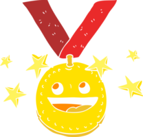 flat color illustration of happy sports medal png