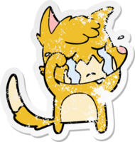 noodlijdende sticker van een huilende vos cartoon png