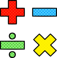 komisk bok stil tecknad serie av en matematik symboler png