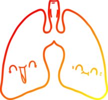 warm Gradient Linie Zeichnung von ein Karikatur Lunge png