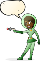 Cartoon-Sci-Fi-Mädchen mit Sprechblase png