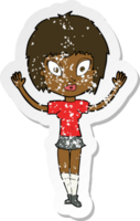 retro distressed sticker of a cartoon pretty girl png