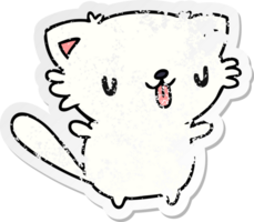 distressed sticker cartoon illustration of cute kawaii cat png