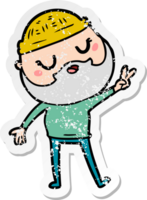 distressed sticker of a cartoon man with beard png